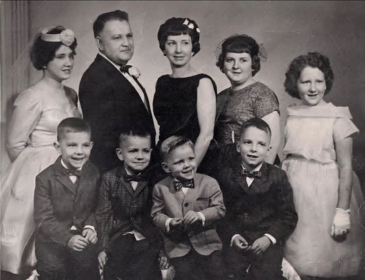 Earl and Lorraine Vincent with their children in a family portrait