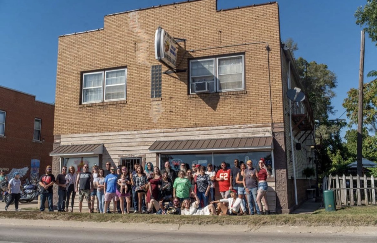 A group of friends outside Vinnie's Longbranch in Fort Madison